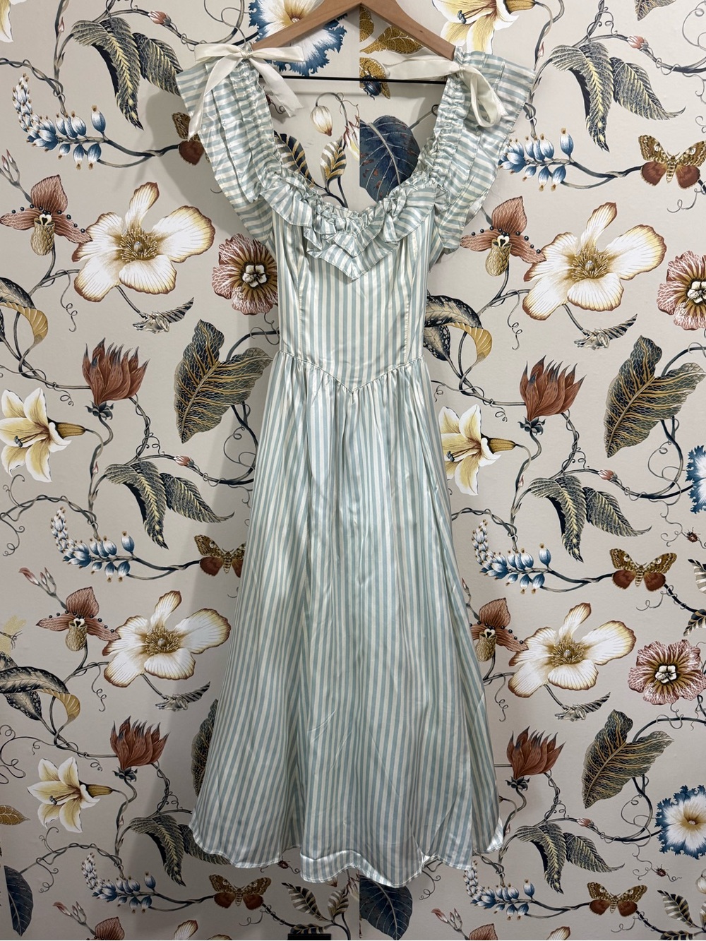 Gunne Sax by Jessica McClintock Vintage 1970s Striped Ruffled Prairie Dress